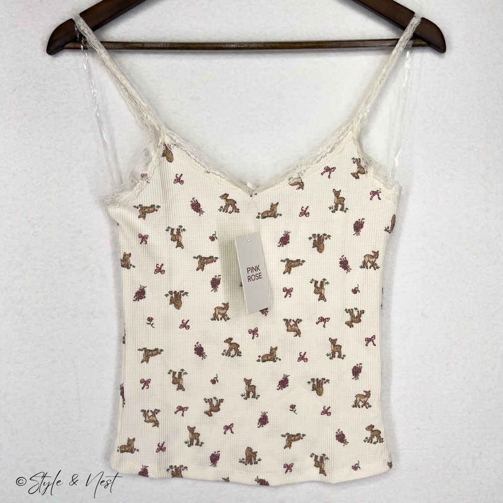 Pink Rose Cream Printed Women's Blouse